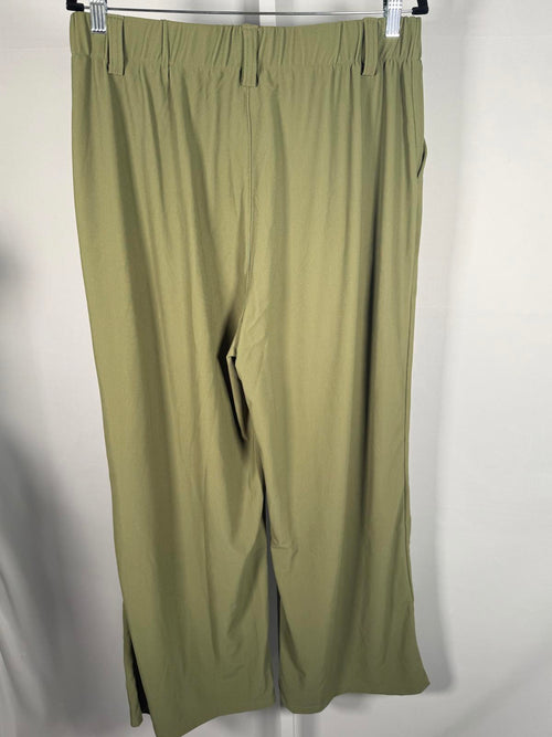 NWT Halara Flex High Waisted Pocket Wide Leg Micro Waffle Work Pants Mosstone XL