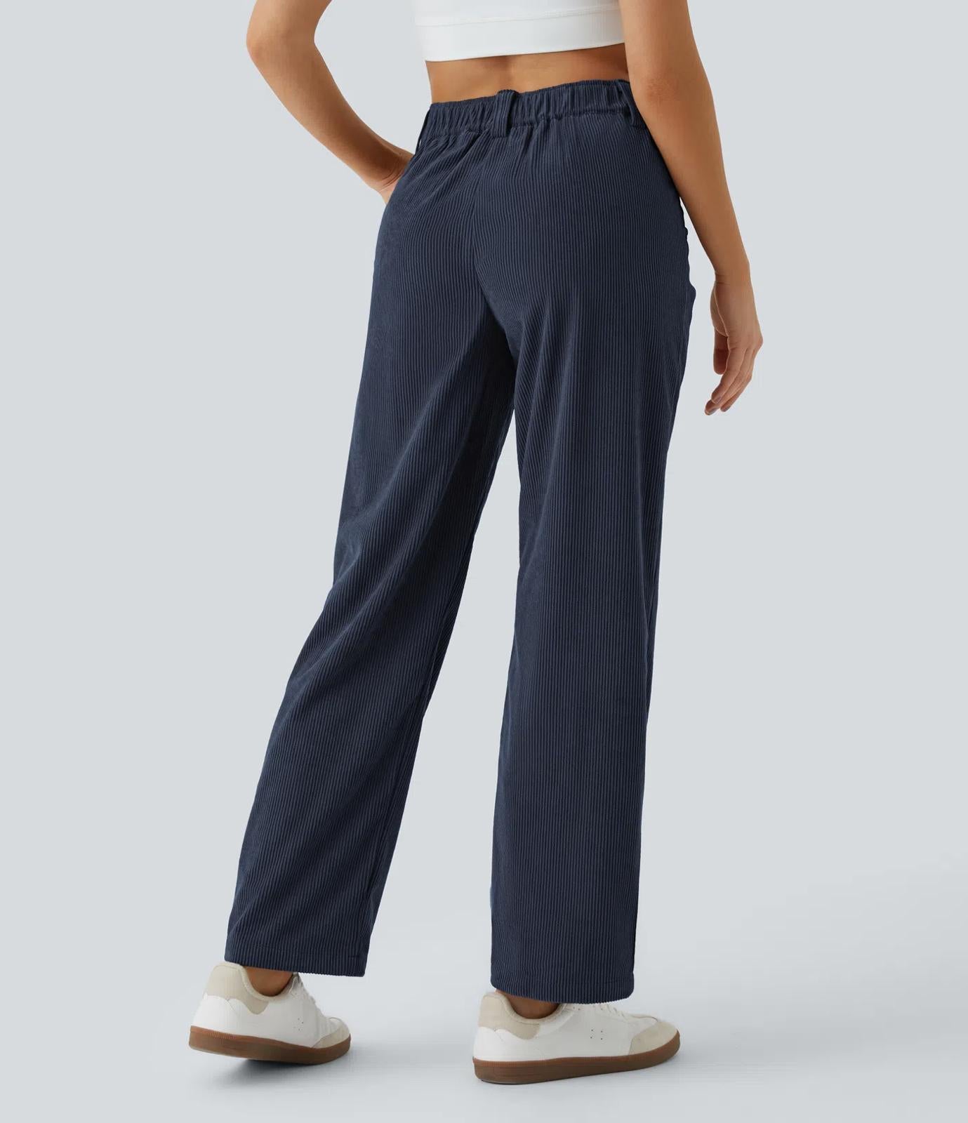 NWT Halara Mid Rise Zipper Pocket Corduroy Casual Pants Size Small