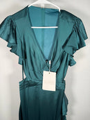 NWT Mac Duggal Green Asymmetrical Ruffle Dress Size 4