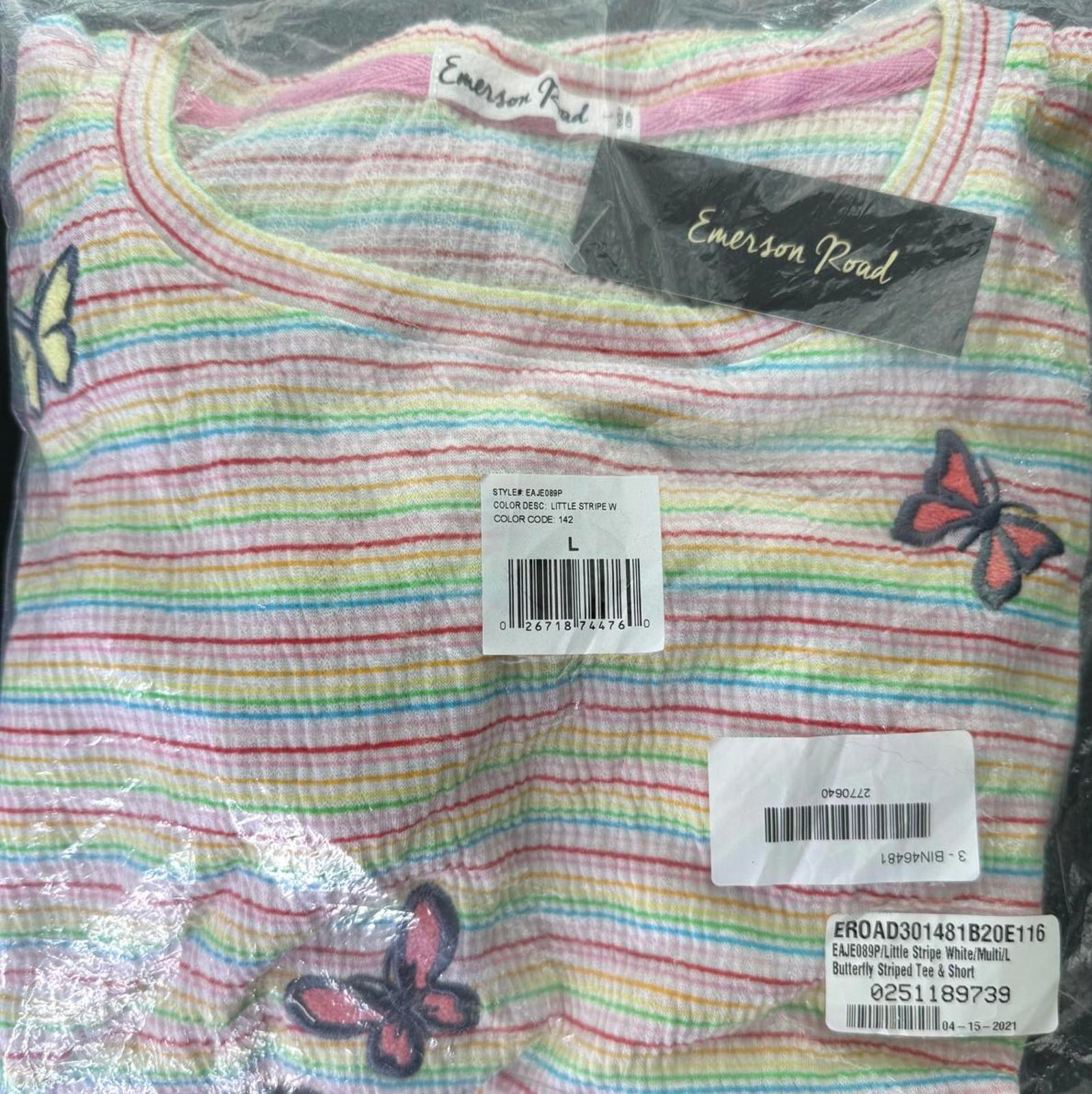 NWT REVOLVE by Emerson Road Butterfly Striped Tee & Short White Multi Size L