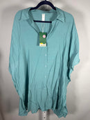 NWT Halara Batwing short sleeve long line shirt in Nile Blue M