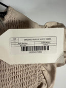 NWT REVOLVE English Factory Smocked Ruffle Sleeve Dress Beige S