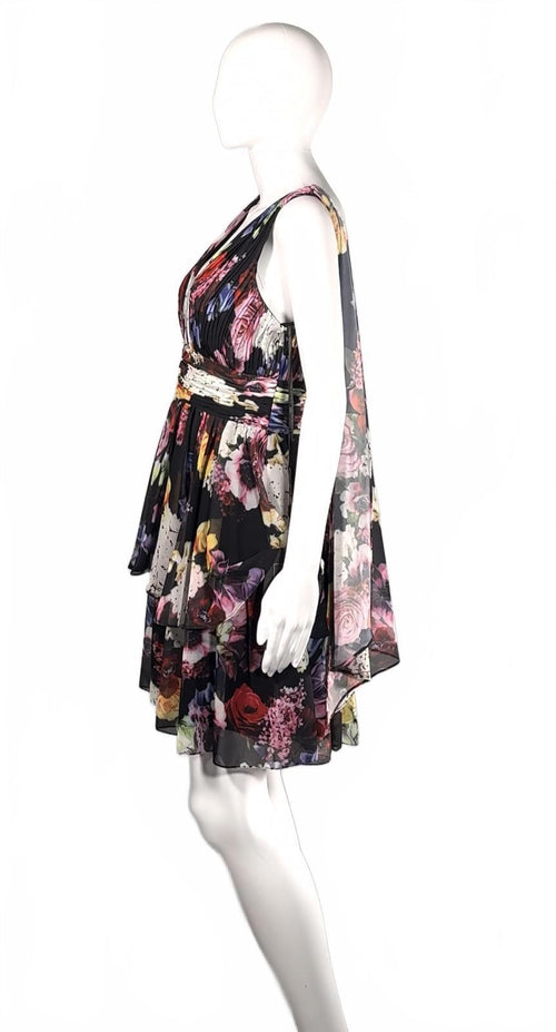 MAC DUGGAL Tiered Floral A-Line Minidress Size 6