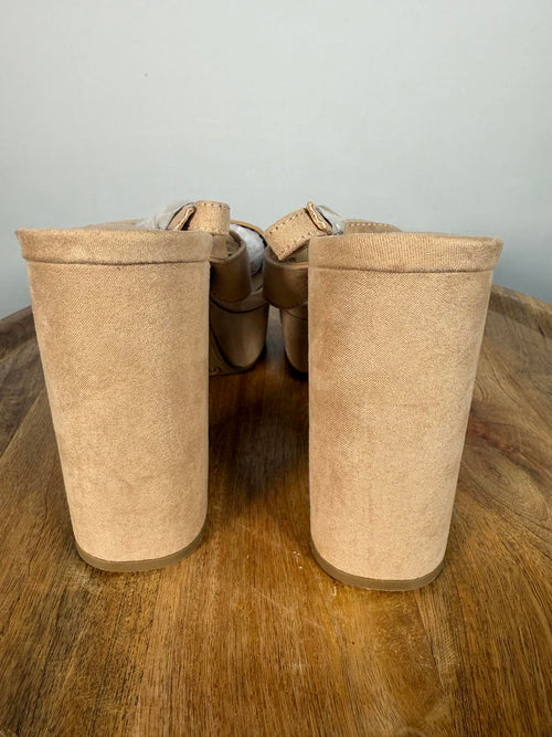 Lulus Acee Natural Suede Platform Heels - 11 NWB