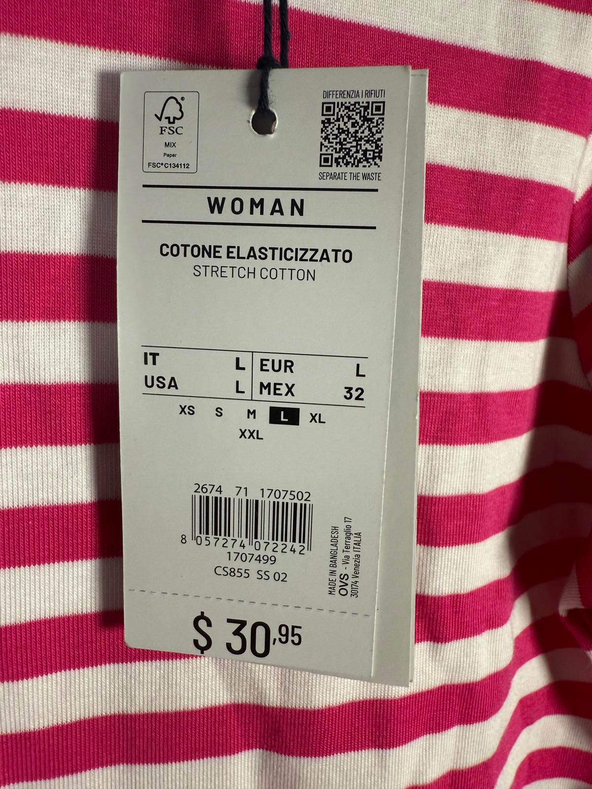 NWT PIOMBO striped T-shirt in Supima cotton US Size L