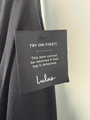 NWT Lulus Enticing Perfection Black and Beige Mesh One-Shoulder Midi Dress XS
