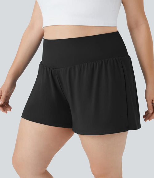 NWT Halara Super High Waisted 2-in-1 Yoga Plus Size Shorts 4''-Longer Length 3X
