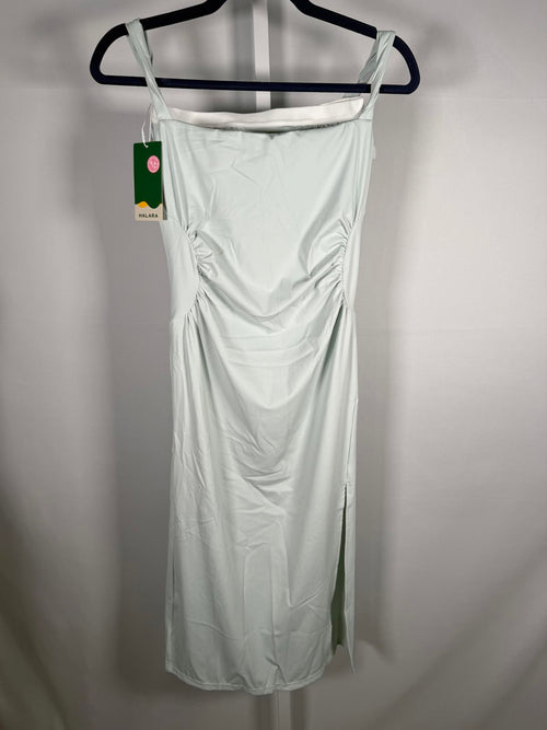 NWT Halara SoftlyZero Ruched Midi Cool Touch Dress-UPF50+ Fairest Jade XS