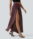 NWT Halara Breezeful High Waisted Split 2-in-1 Flowy Maxi Skirt Amaranth S