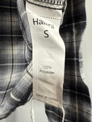 NWT Halara Tie Front Long Sleeve Plaid Mini Casual Dress Graphite White Plaid S