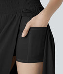 NWT Halara Breezeful High Waisted 2-in-1 Pocket Flowy Maxi Casual Skirt Size XL