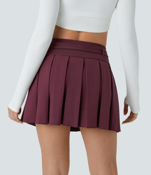 NWT Halara Breezeful Mid Rise Belted Pleated 2-in-1 Pocket Mini Skirt Amaranth M