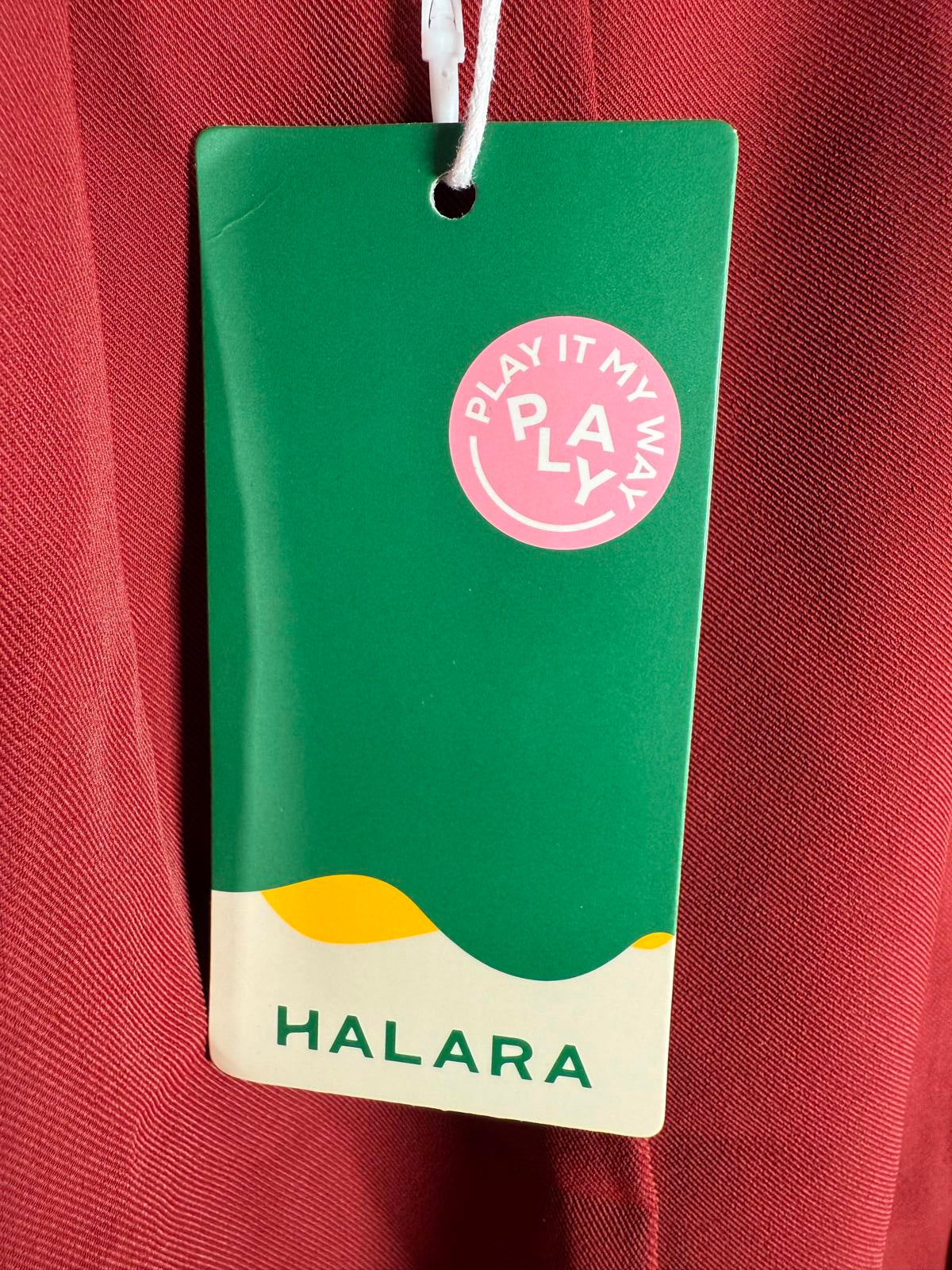 NWT Halara High Waisted Pocket Shirred Straight Leg Work Pant Madder Brown - S