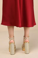 Lulus Seelah Gold Metallic Strappy Platform High Heel Sandals - 11 NWB