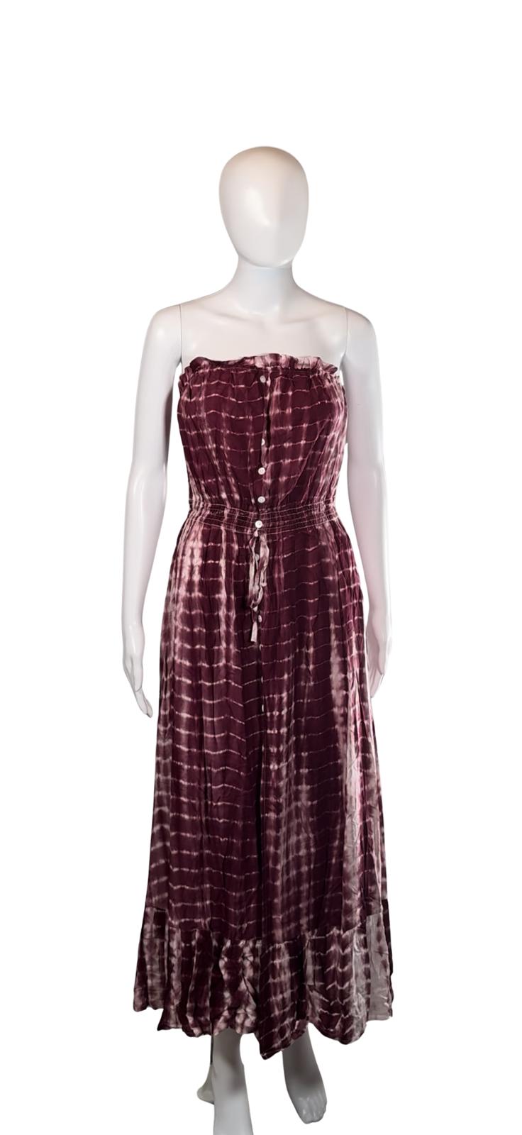 Cupshe Tie Dye Smocked Waist Maxi Tube Dress