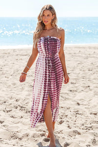 Cupshe Tie Dye Smocked Waist Maxi Tube Dress