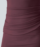 Halara Softlyzero Backless Corset Ruched Bodycon Midi Cool Touch Dress M NWT