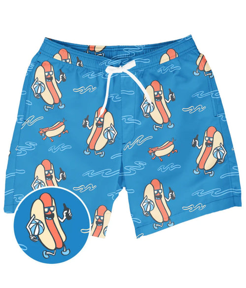 NWT Tipsy Elves Hot Dog Diver Stretch Swim Trunks Size Large