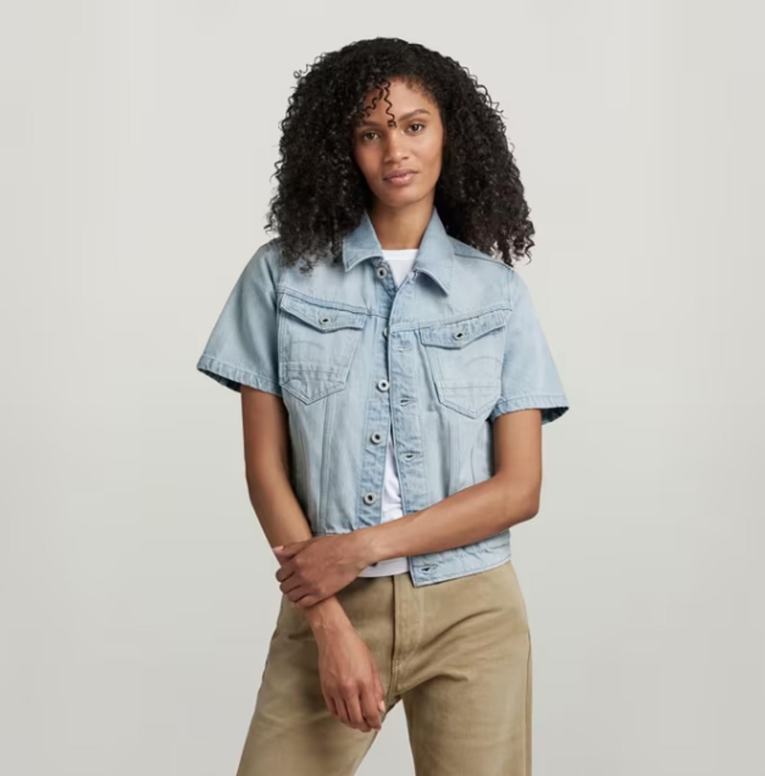 NWT G-Star RAW Arc Short Sleeve Denim Jacket Women’s Electric Blue Size XS