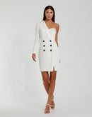 Mac Duggal One Sleeve Tuxedo Dress White Size 2 NWT