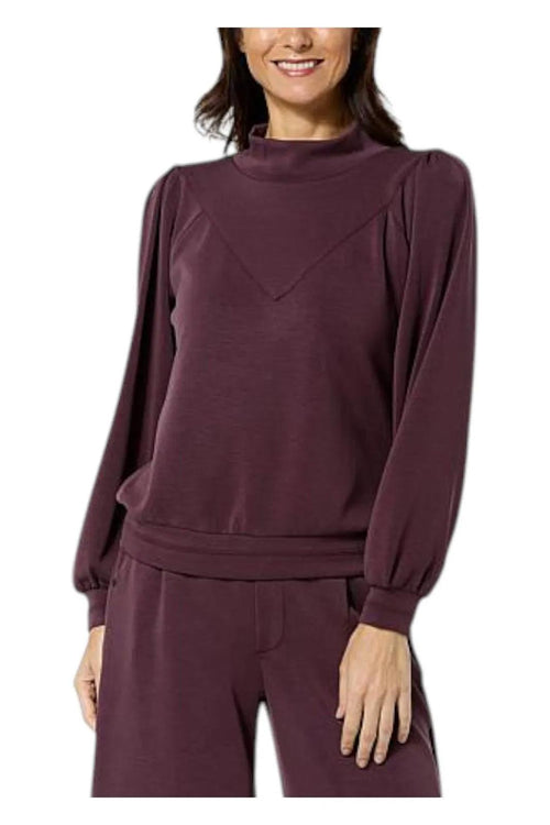 NWT Democracy Women’s Cabernet Blouson Sleeve Knit Mock Neck Top Sweater Size 1X