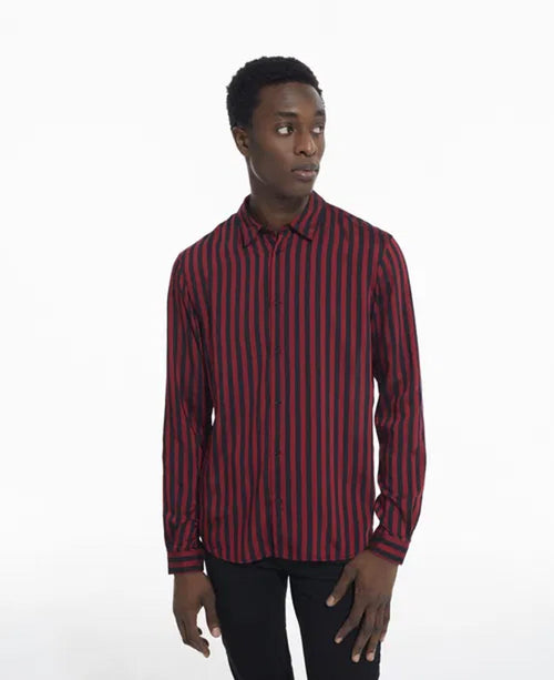The Kooples Red Black Striped Button Shirt US Size Large / FR 3 NWT $225