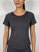 NWT Halara Black Short Sleeve Performance Shirt Top Mesh Panels Size Small