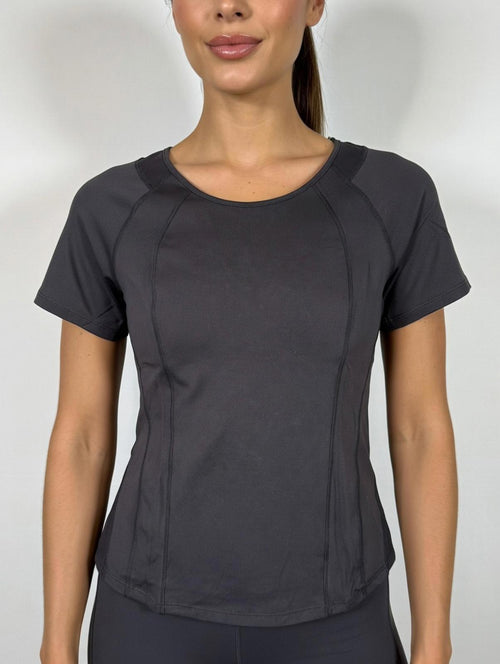 NWT Halara Black Short Sleeve Performance Shirt Top Mesh Panels Size Small