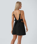 NWT Halara V Neck Tie Pocket Mini Linen-Feel Dress Size XL
