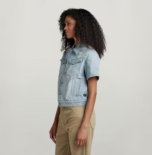 NWT G-Star RAW Arc Short Sleeve Denim Jacket Women’s Electric Blue Size Small