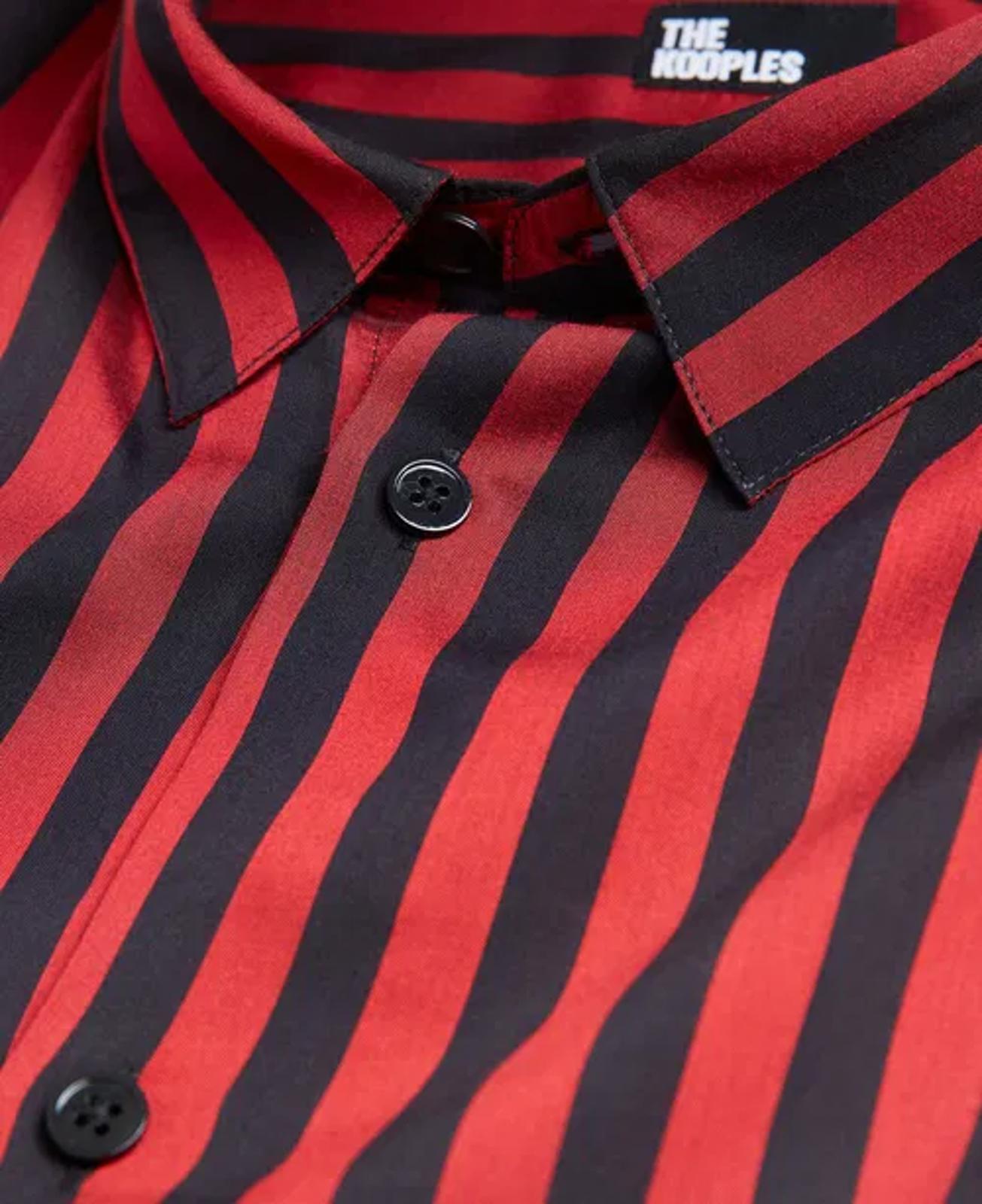 The Kooples Red Black Striped Button Shirt US Size Large / FR 3 NWT $225