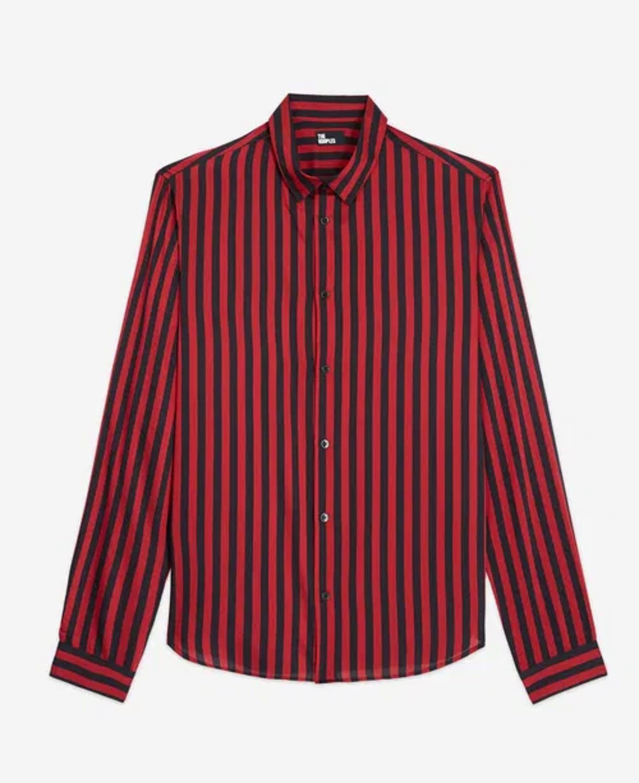 The Kooples Red Black Striped Button Shirt US Size Large / FR 3 NWT $225