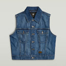NWT G-Star RAW Women’s Shrunken Denim Vest Faded Cliffside Blue - Size Small