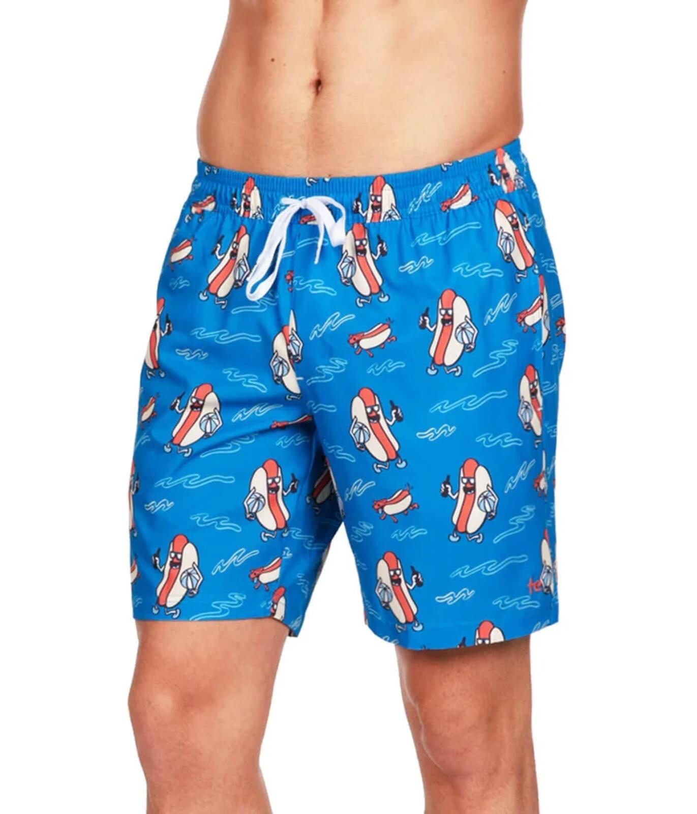 NWT Tipsy Elves Hot Dog Diver Stretch Swim Trunks Size Large