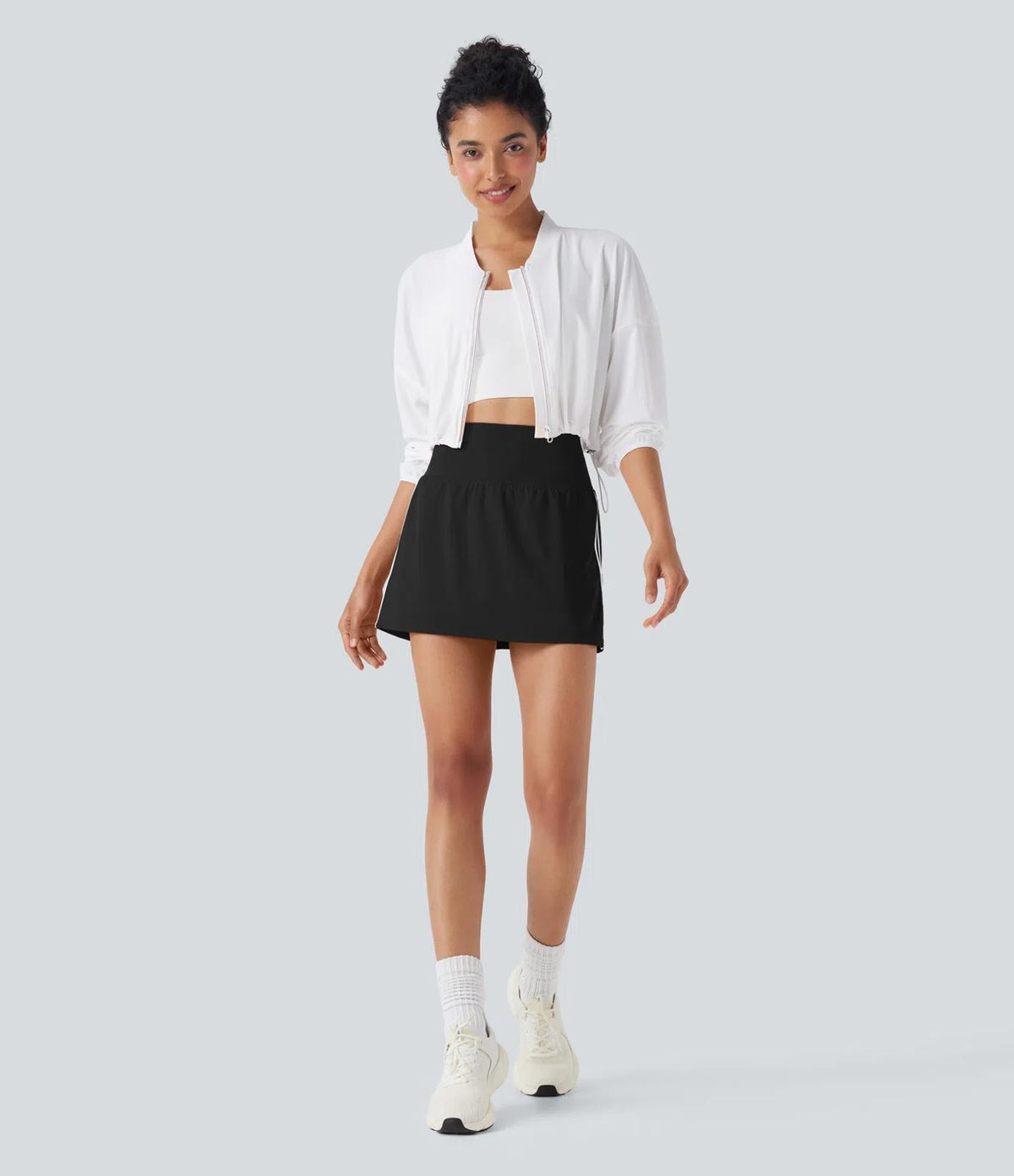 NWT Halara SoftlyZero High Waisted Tummy Control 2-in-1 Mini Skirt Black Size XL