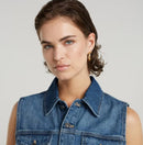 NWT G-Star RAW Women’s Shrunken Denim Vest Faded Cliffside Blue Size Small