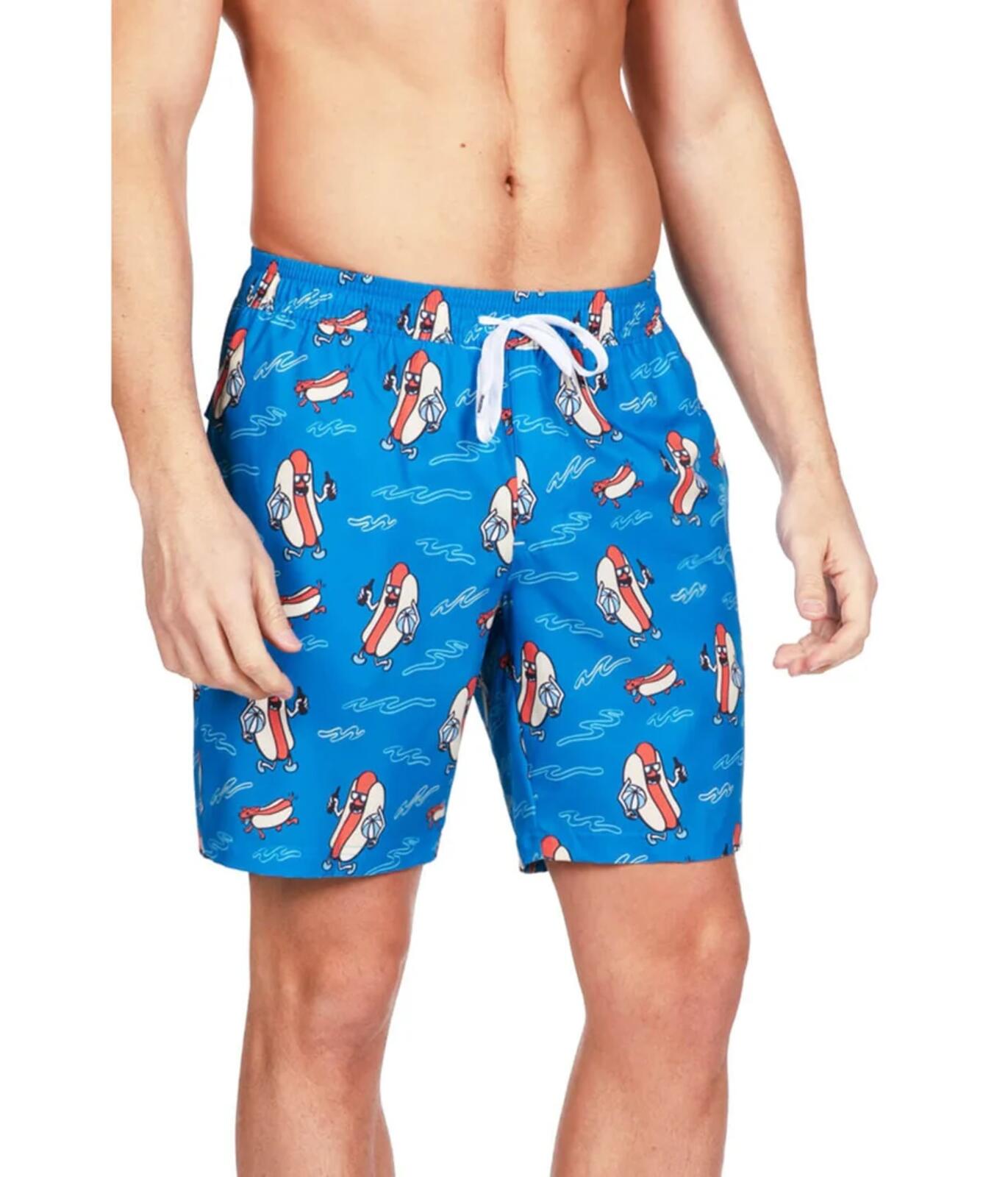 NWT Tipsy Elves Hot Dog Diver Stretch Swim Trunks Size Large