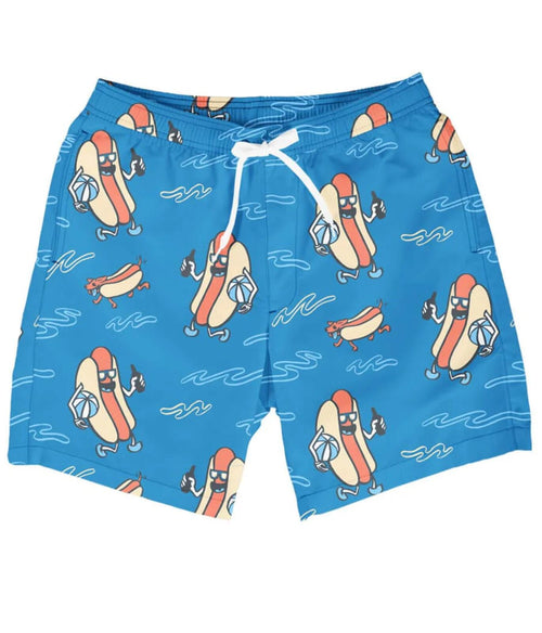 NWT Tipsy Elves Hot Dog Diver Stretch Swim Trunks Size Large