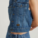 NWT G-Star RAW Women’s Shrunken Denim Vest Faded Cliffside Blue Size Small