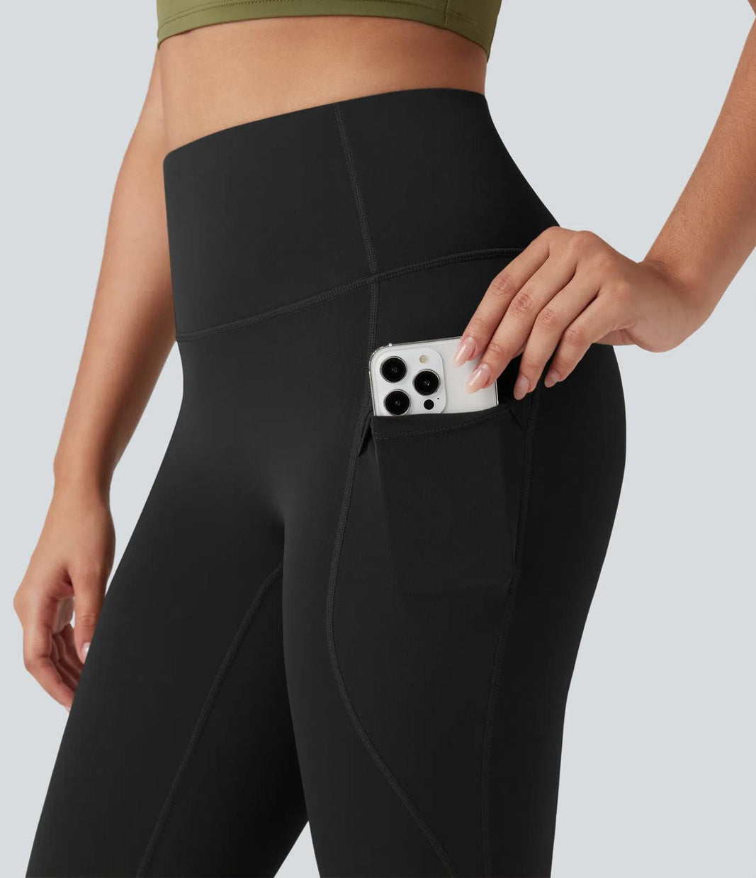 NWT Halara High Waisted Cut-Out Yoga 7/8 Leggings with Pockets Black XS