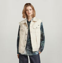 NWT G-Star RAW Oversized Denim Vest Women’s Ecru Off-White - Size Medium