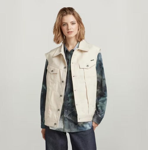 NWT G-Star RAW Oversized Denim Vest Women’s Ecru Off-White - Size Medium
