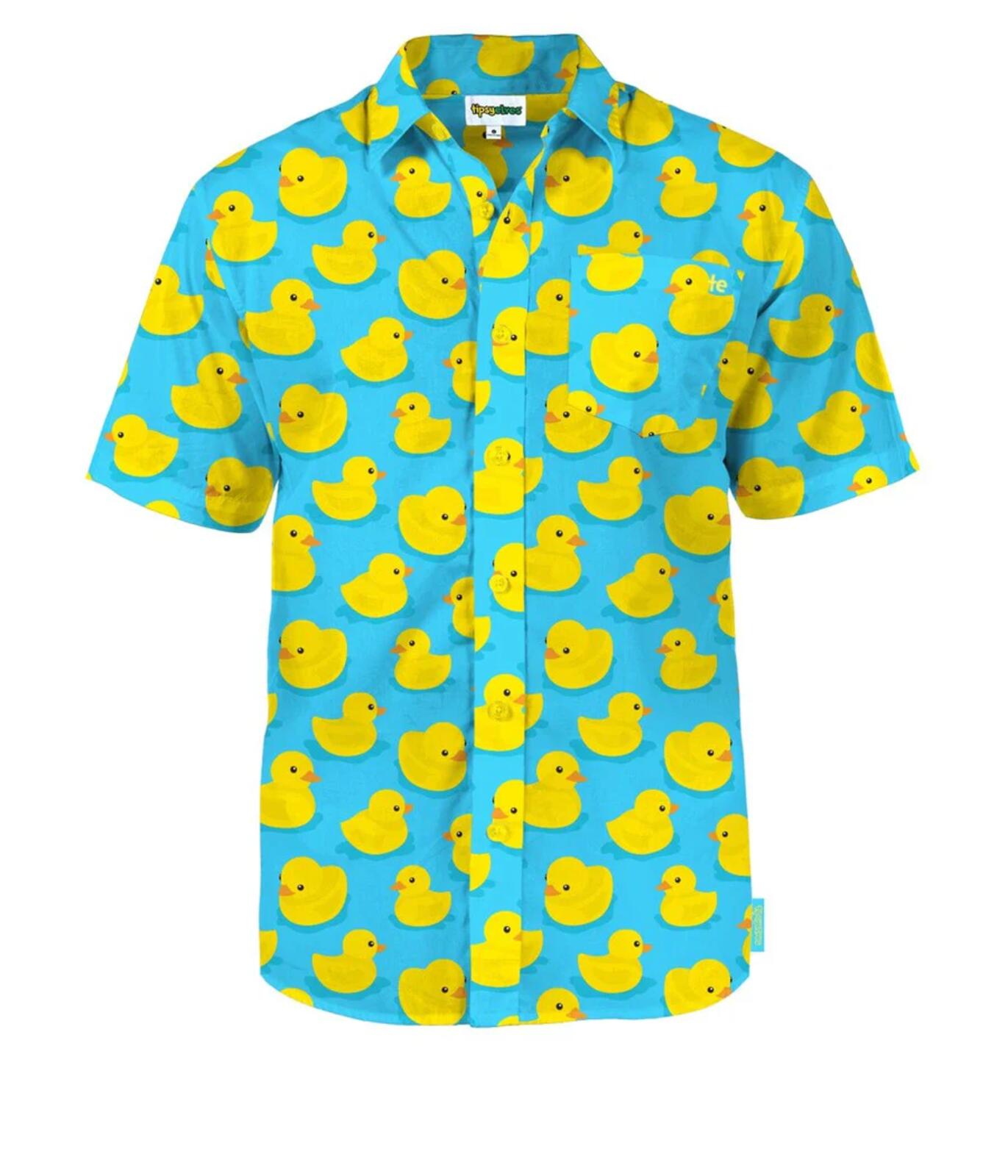 NWT Tipsy Elves Men's Rubber Ducky Hawaiian Shirt Size Large