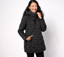 NWT Susan Graver Heat Press Mixed Media Jacket with Hood Black Size XXS