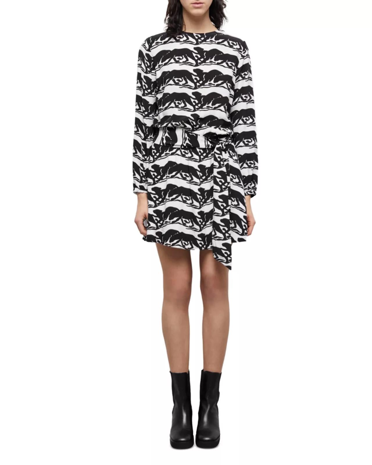 The Kooples Wild Panther Print Viscose Dress US XS NWT