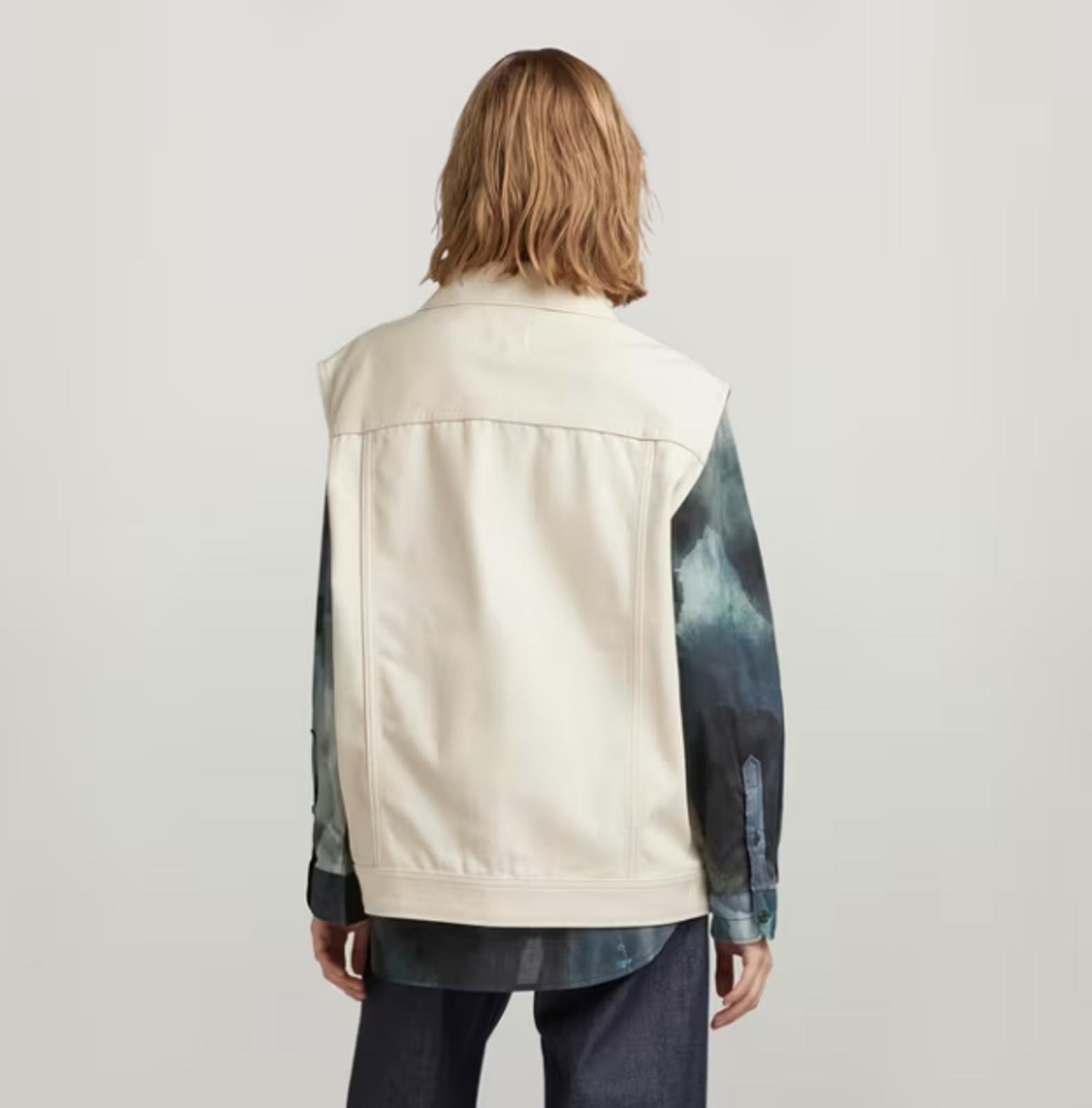NWT G-Star RAW Oversized Denim Vest Women’s Ecru Off-White - Size Medium