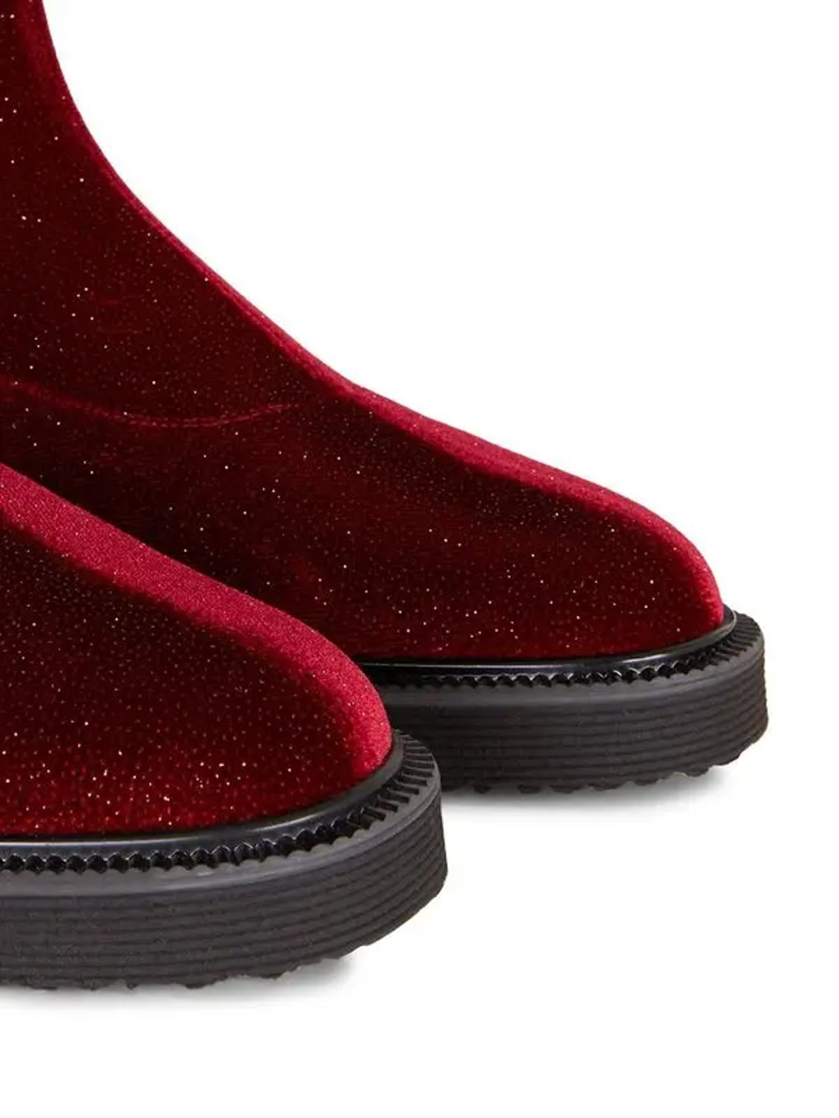 Giuseppe Zanotti Adrienne Bordeaux Velvet OTK Boots EU 34 US 4 Red Designer NWB