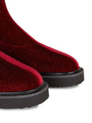 Giuseppe Zanotti Adrienne Bordeaux Velvet OTK Boots EU 34 US 4 Red Designer NWB