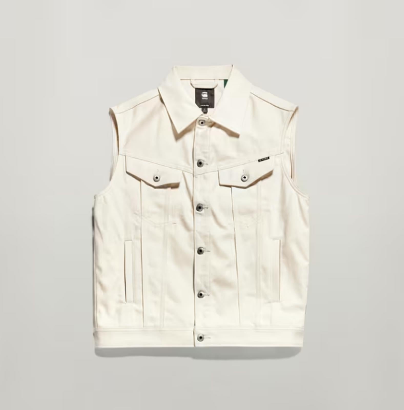 NWT G-Star RAW Oversized Denim Vest Women’s Ecru Off-White - Size Medium