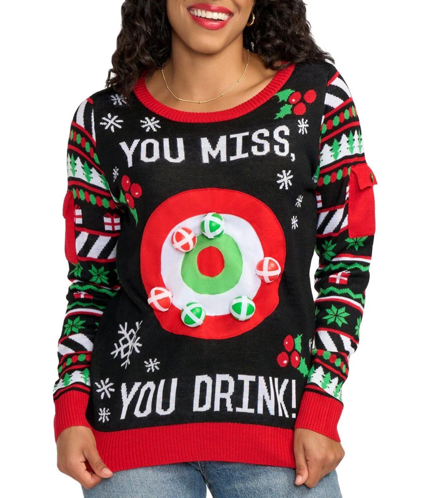 NWT Tipsy Elves Drinking Game Ugly Christmas Sweater Women's Size Small